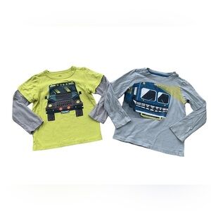 Tea Collection Size 4 Train Truck Vehicle Long Sleeve Shirt Bundle